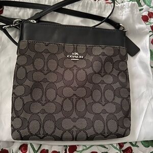 Coach Signature Black and Grey Crossbody Bag